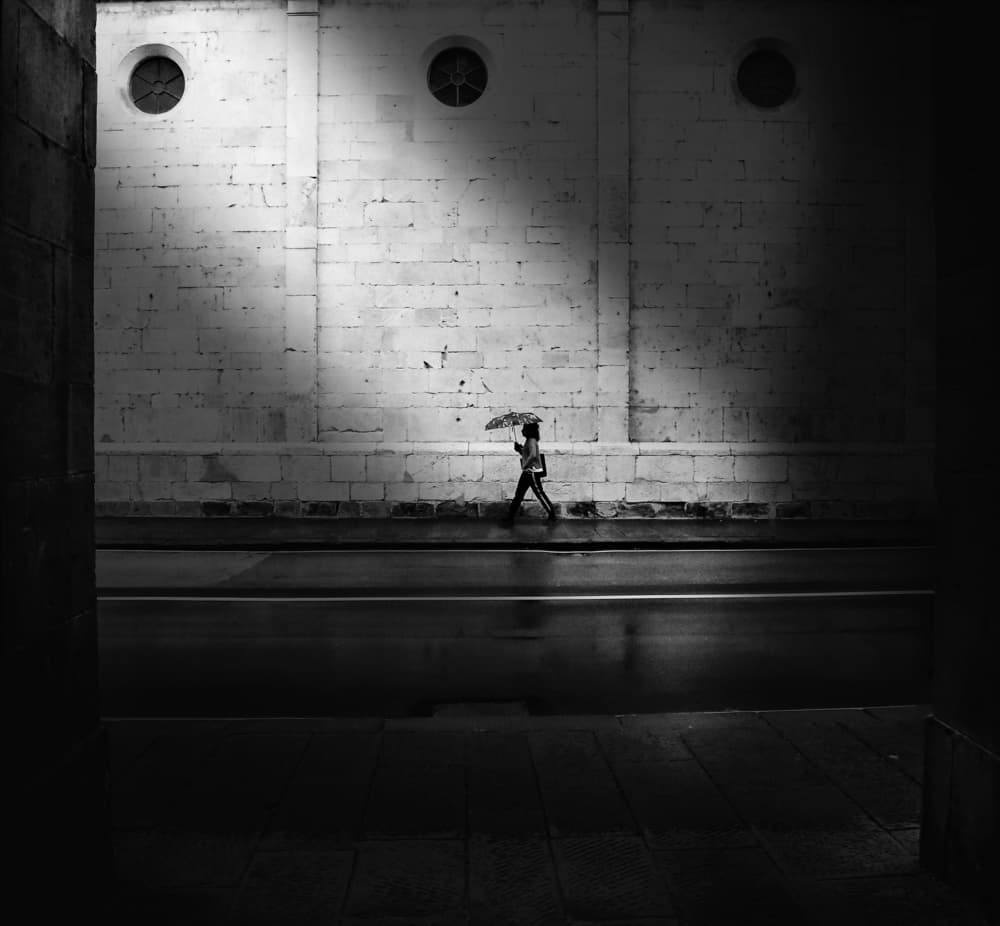 Rainy Night Walk by Luciano Caturegli — canvas wall art