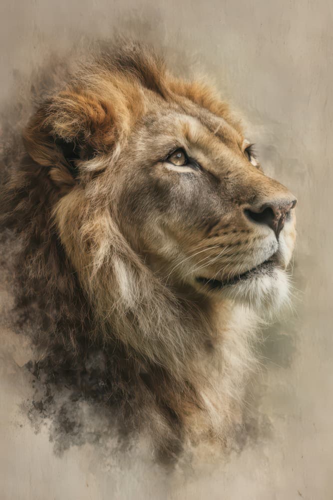 Majestic Lion Profile by Rafal Kulik — canvas wall art