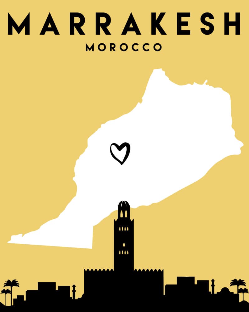 Marrakesh Morocco Map Love by Emiliano Deificus — canvas wall art