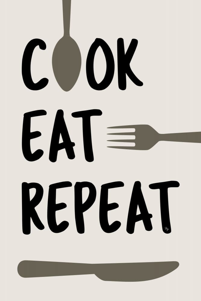 Cook Eat Repeat by Martina — canvas wall art