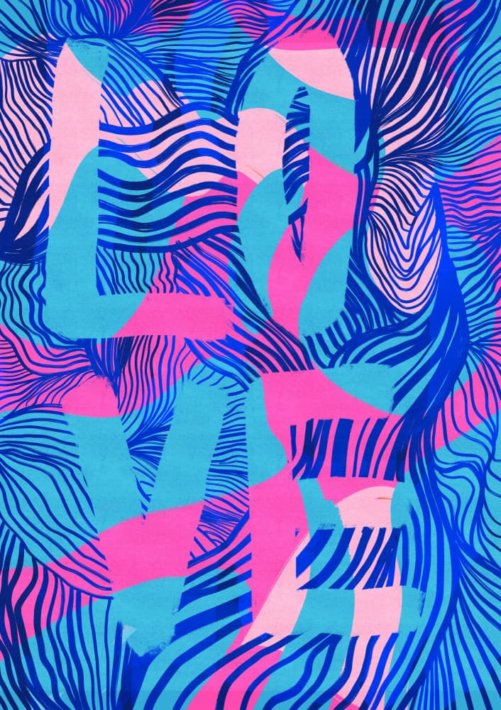 Colorful Love Waves by Baroo Bloom — canvas wall art