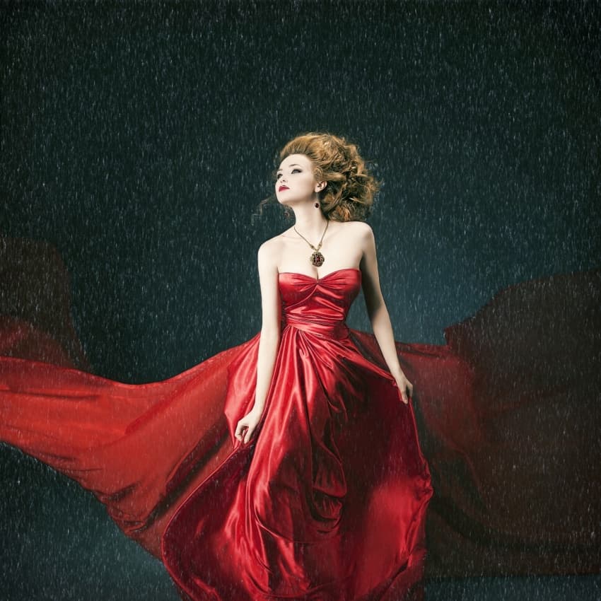 Elegant Woman in Rain by Oren Hayman — canvas wall art