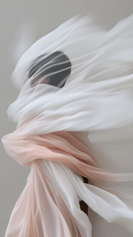 Flowing White Pink Fabric by Bilge Paksoylu — canvas wall art