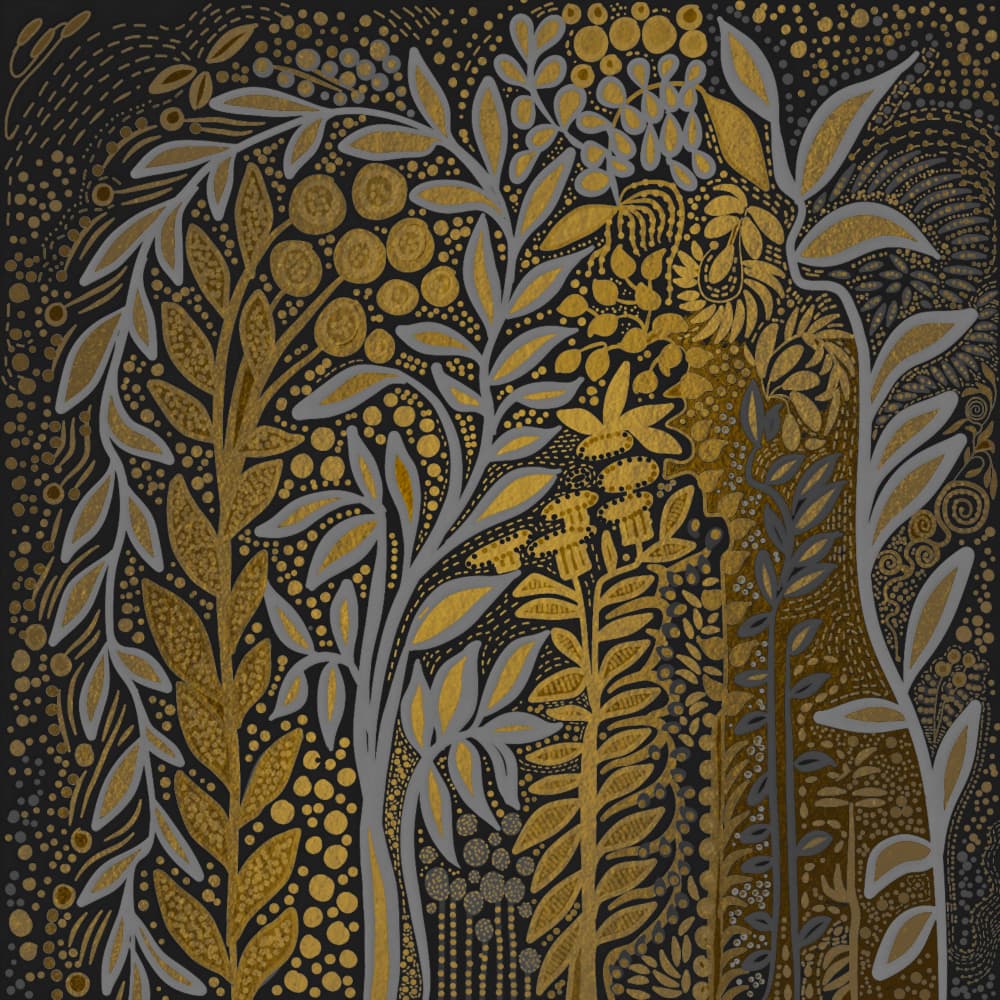 Elegant Gold Silver Foliage by Josie George — canvas wall art