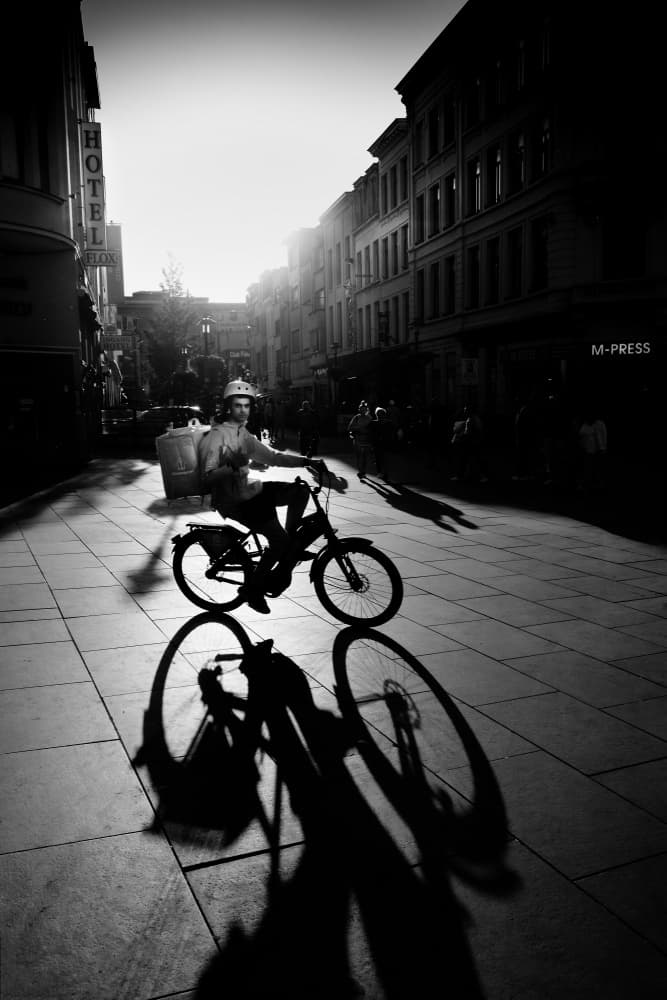 Urban Bike Long Shadows by Rolf Endermann — canvas wall art