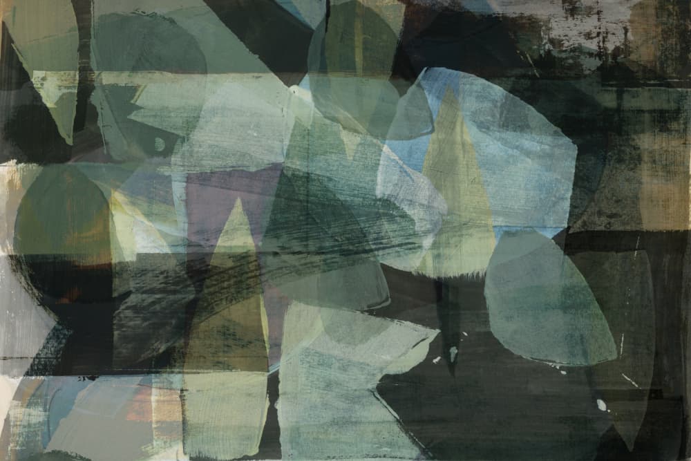 Green Blue Layered Forms by cartissi — canvas wall art