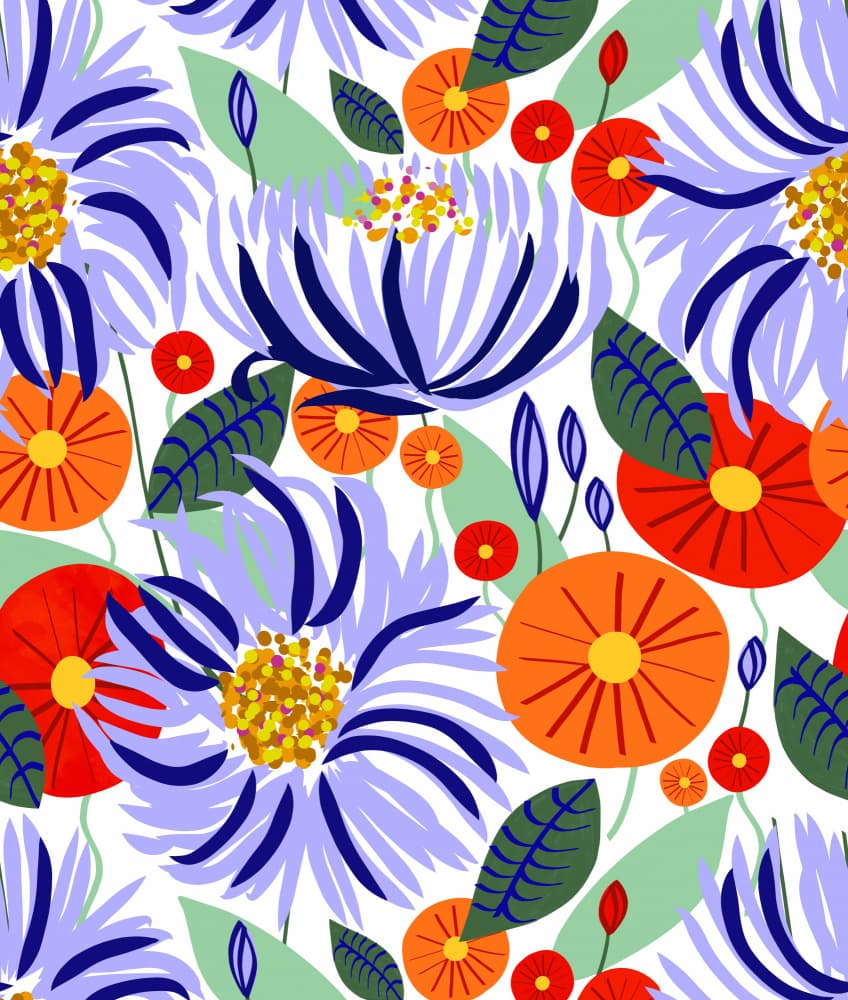 Vibrant Floral Pattern by Uma Gokhale — canvas wall art