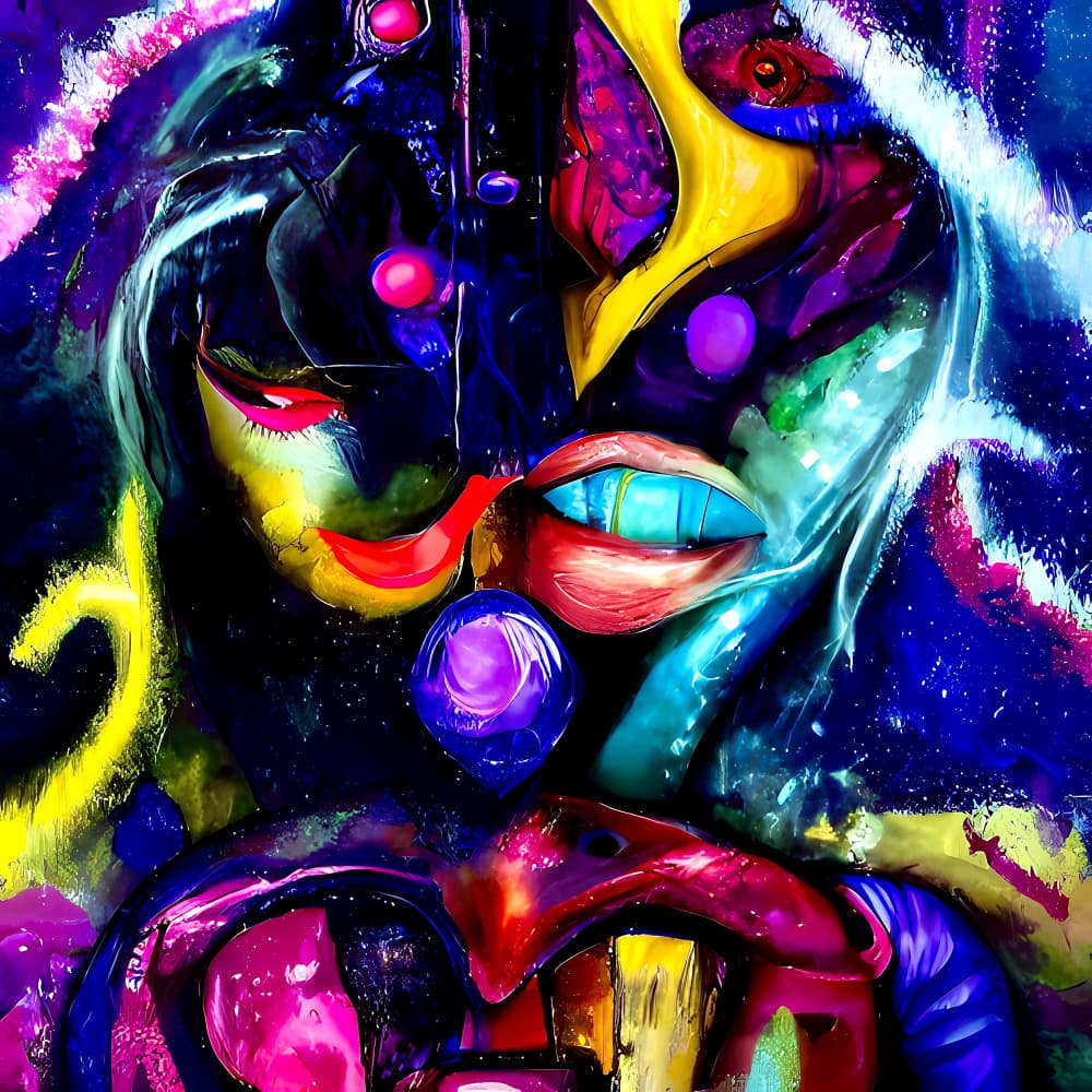 Vibrant Cosmic Face by mnemonixART — canvas wall art