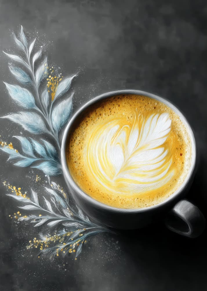 Gilded Latte Feather by Justyna Jaszke — canvas wall art