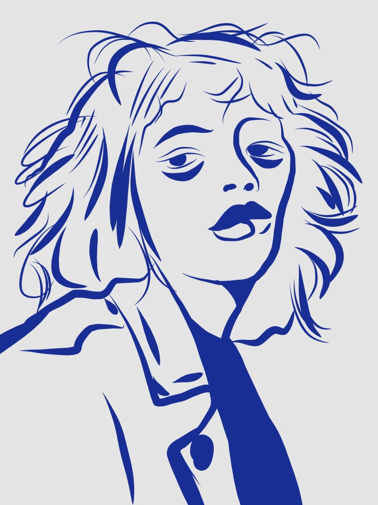 Chic Blue Line Woman by Little Dean — canvas wall art