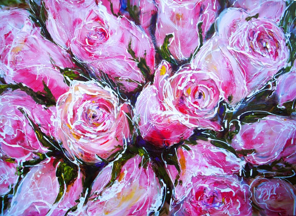 Vibrant Pink Roses by Anda Bieza — canvas wall art