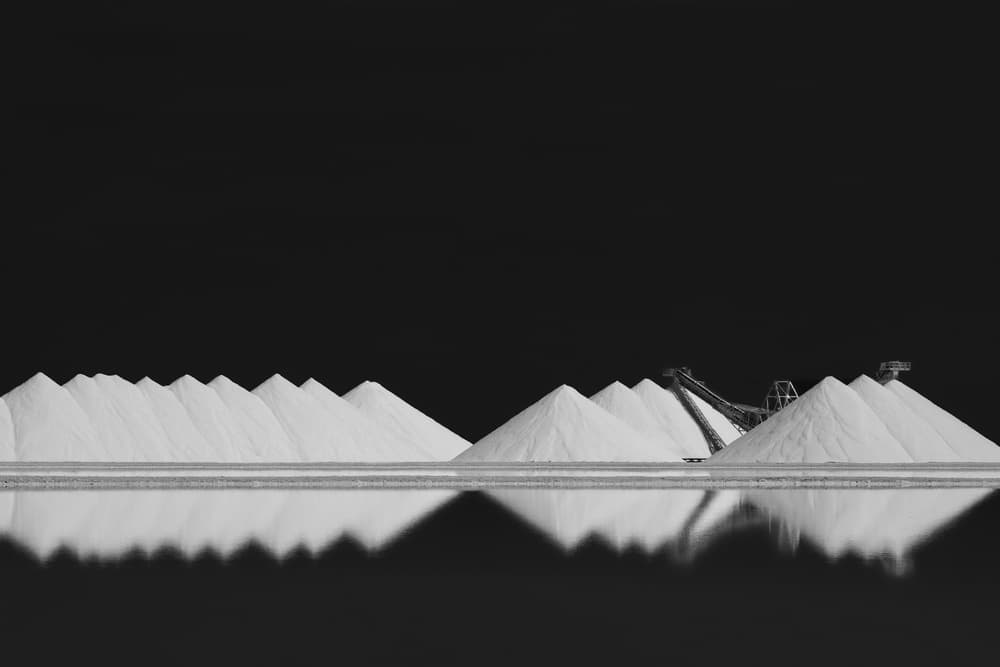 White Salt Piles Reflection by Rolf Endermann — canvas wall art