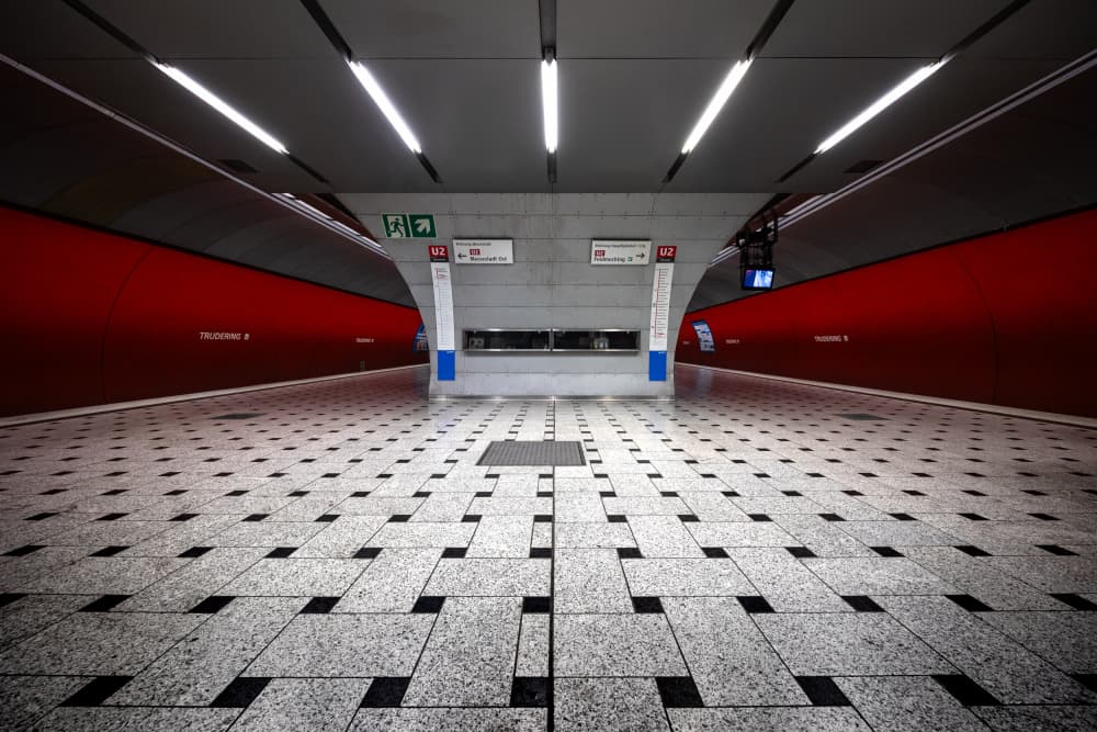 Modern Red Subway by Hervé Loire — canvas wall art