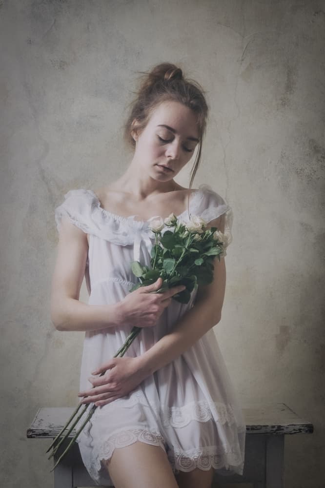 Serene Girl with Roses by Ruth Franke — canvas wall art