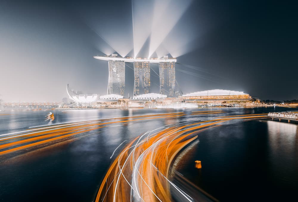 Marina Bay Light Trails by Carmine Chiriacò — canvas wall art
