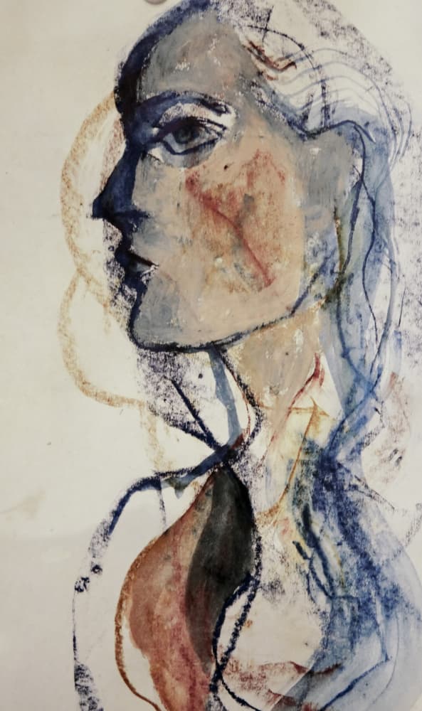 Expressive Blue Profile by Doris Schmitz — canvas wall art