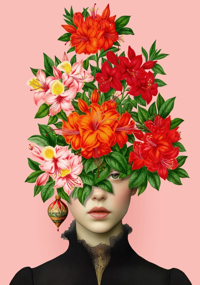 Surreal Flower Face by Marja van den Hurk — canvas wall art