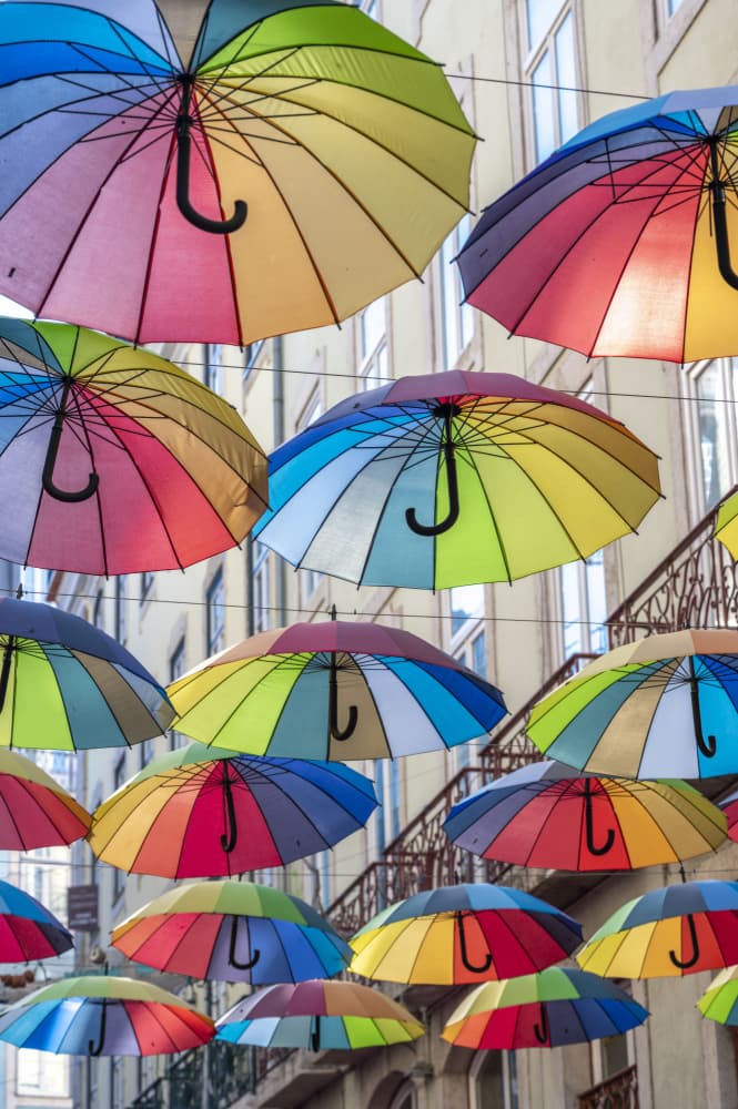 Vibrant Umbrella Sky by Christa Stroo — canvas wall art