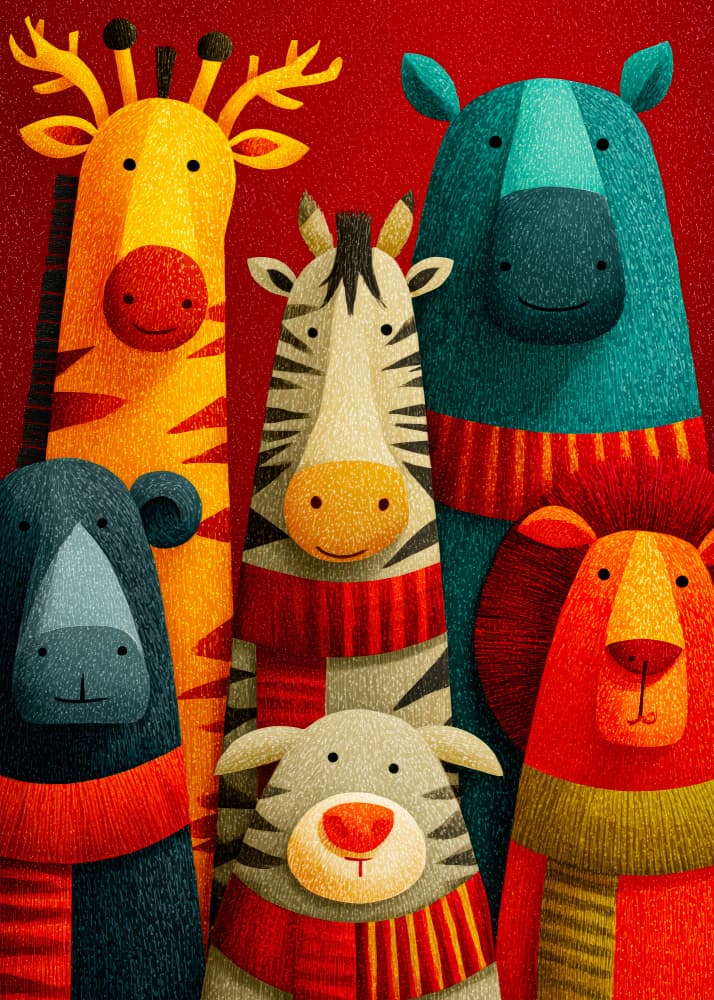 Cozy Safari Friends by Justyna Jaszke — canvas wall art