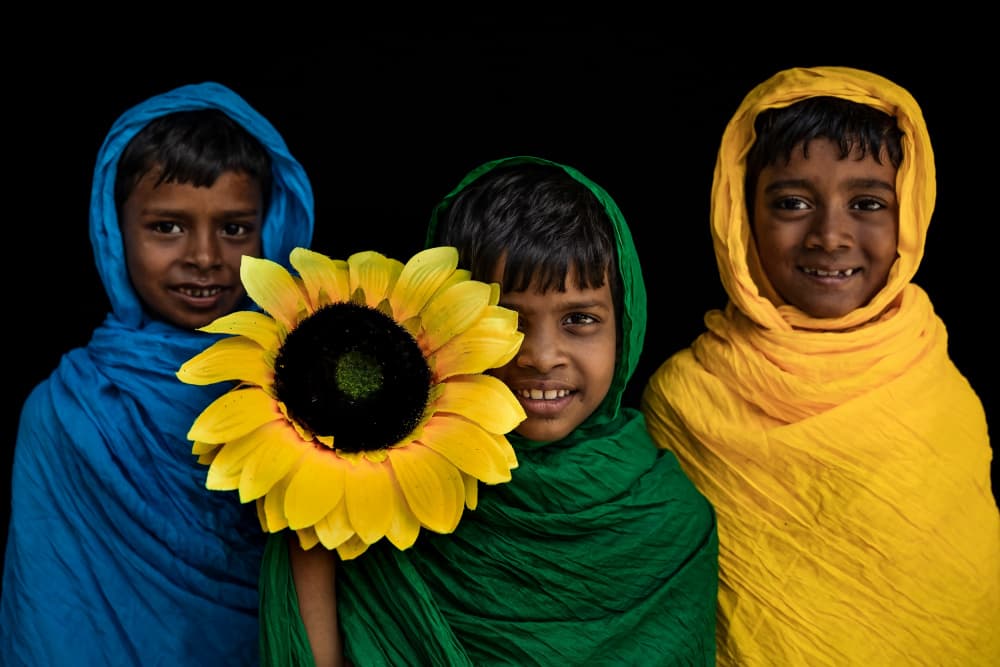 Colorful Sunflower Kids by Prithul Das — canvas wall art