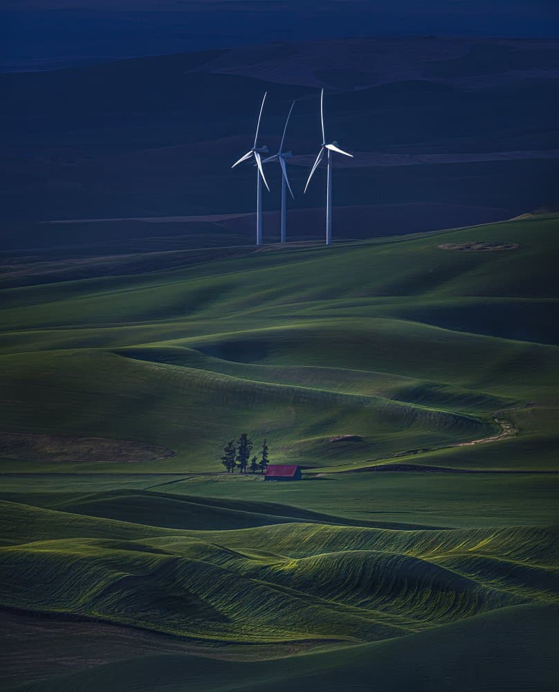 Green Hills Windmills Barn by John-Mei Zhong — canvas wall art