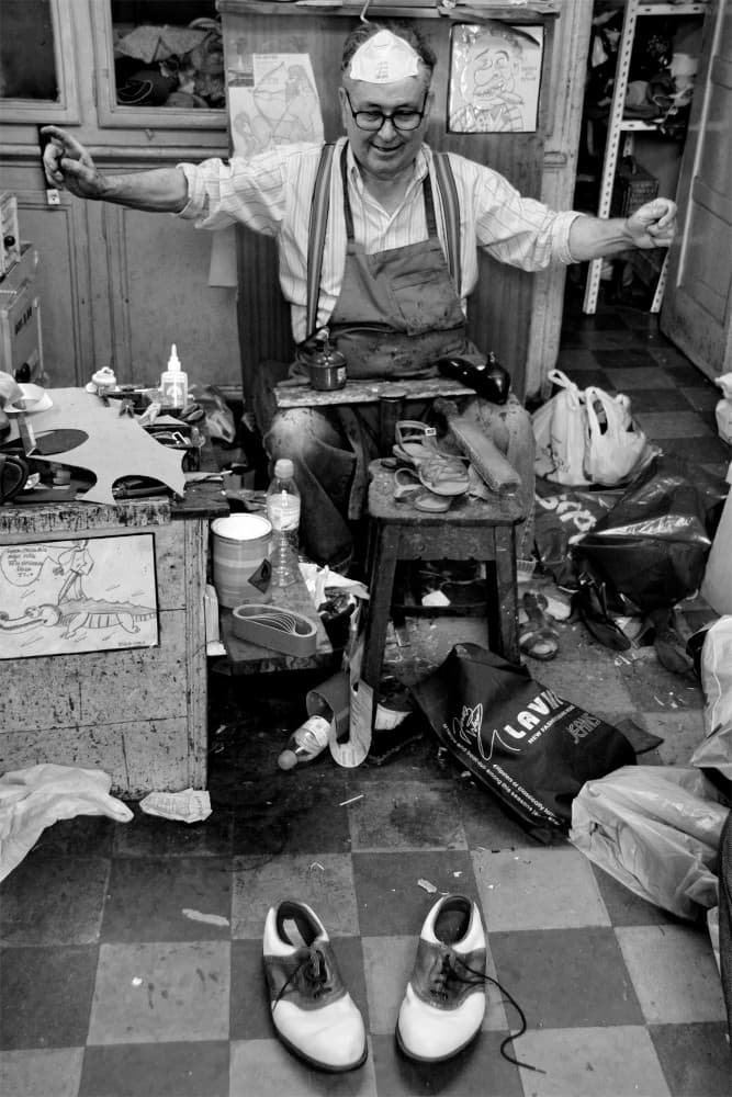 Happy Cobbler At Work by Fernando Alves — canvas wall art