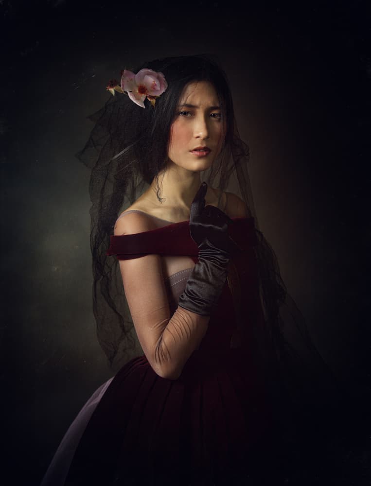 Mysterious Woman in Red by Svetlana Melik-Nubarova — canvas wall art