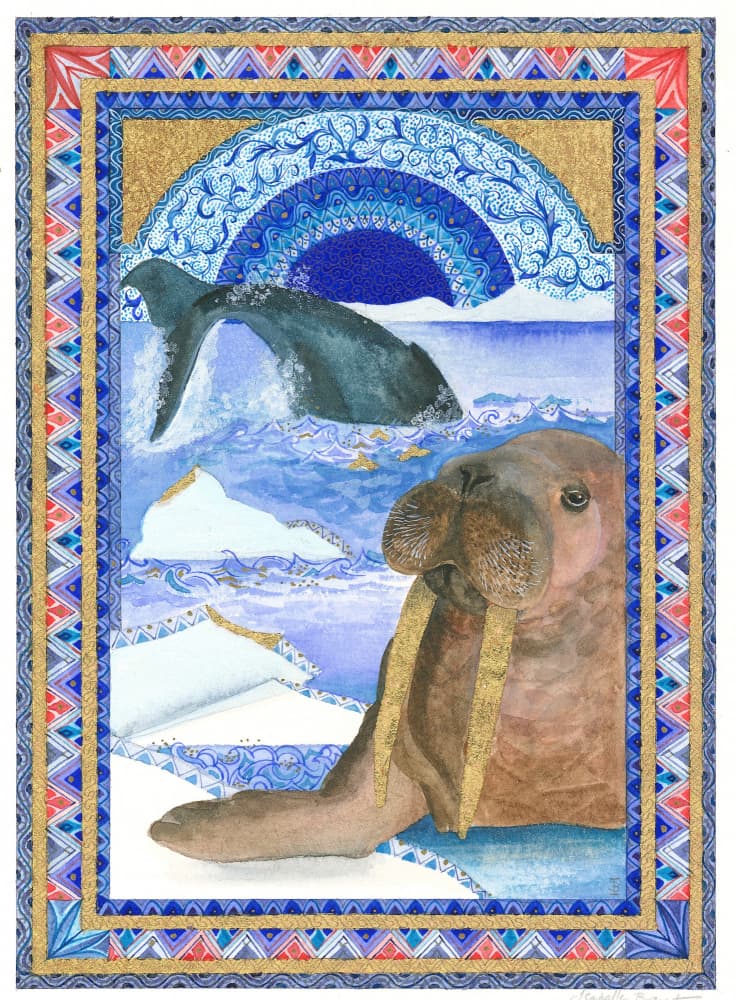 Walrus and Whale from an Alphabet of Animals by Isabelle Brent — canvas wall art