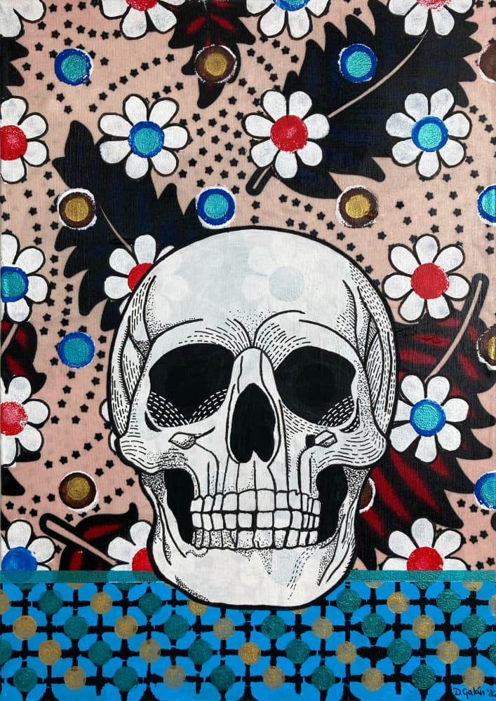 Vibrant Floral Calavera Skull by David Galan — canvas wall art