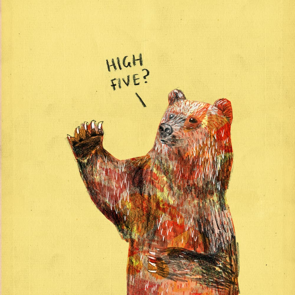 High Five Bear by Martina Scott — canvas wall art