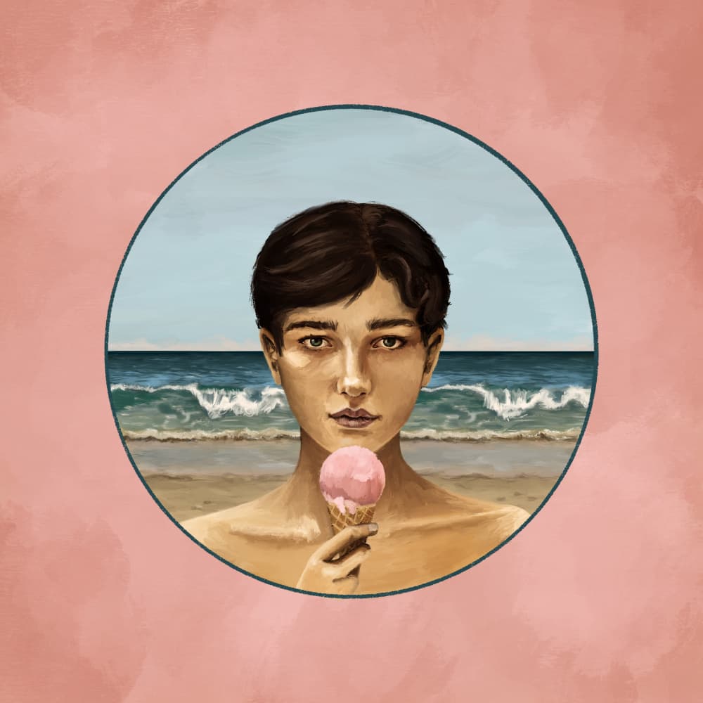 Boy With Pink Ice Cream by Philippine Bouchez — canvas wall art