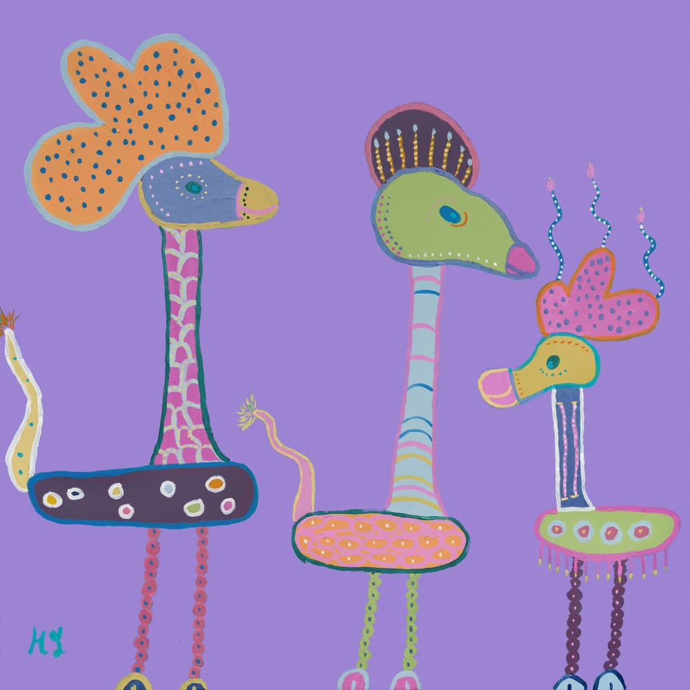 Colorful Whimsical Giraffes by Helen Joynson — canvas wall art