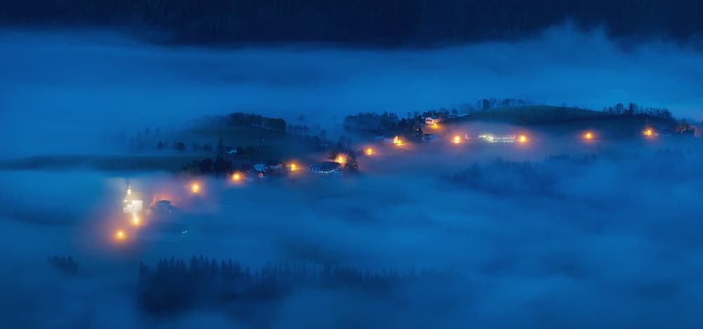 Foggy Valley Lights by Burger Jochen — canvas wall art