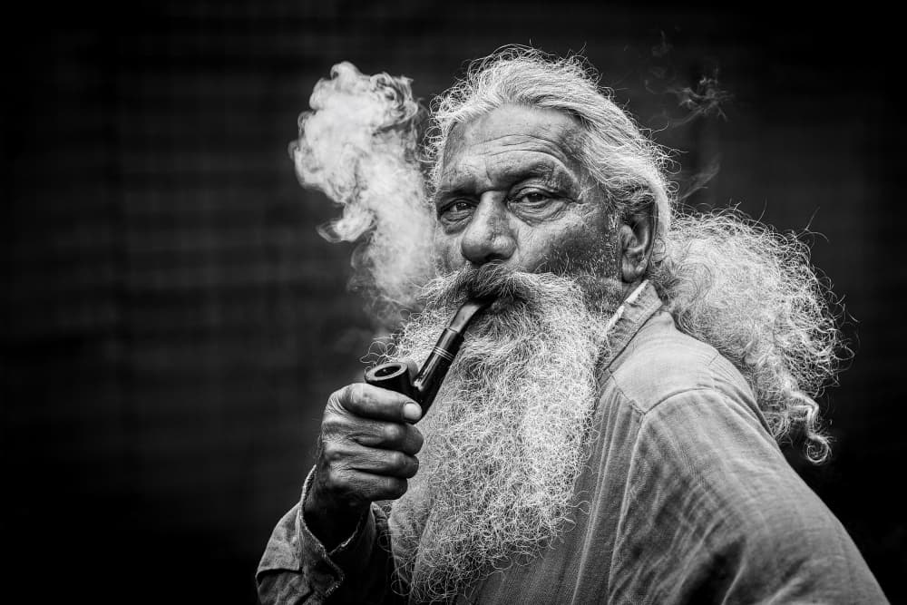 Bearded Man With Pipe by Milan Uhrin AFIAP AZSF — canvas wall art