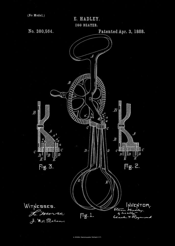 Vintage Egg Beater Patent by Andreas Magnusson — canvas wall art