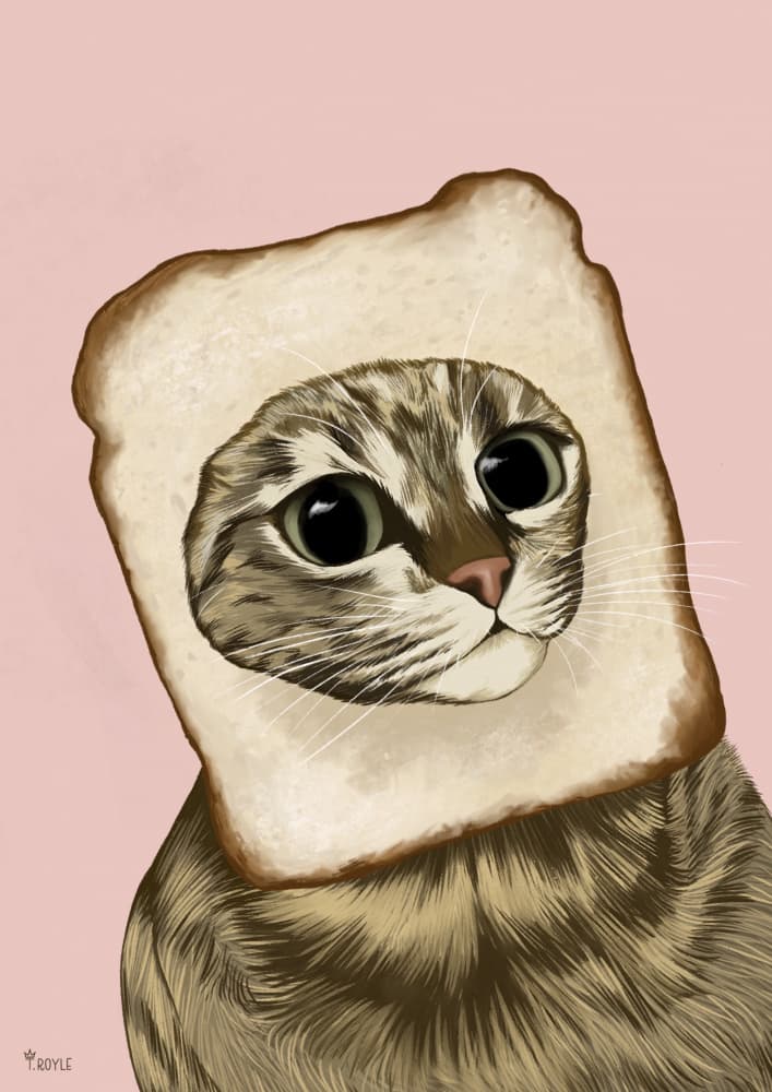 Cute Bread Cat by Tara Royle — canvas wall art