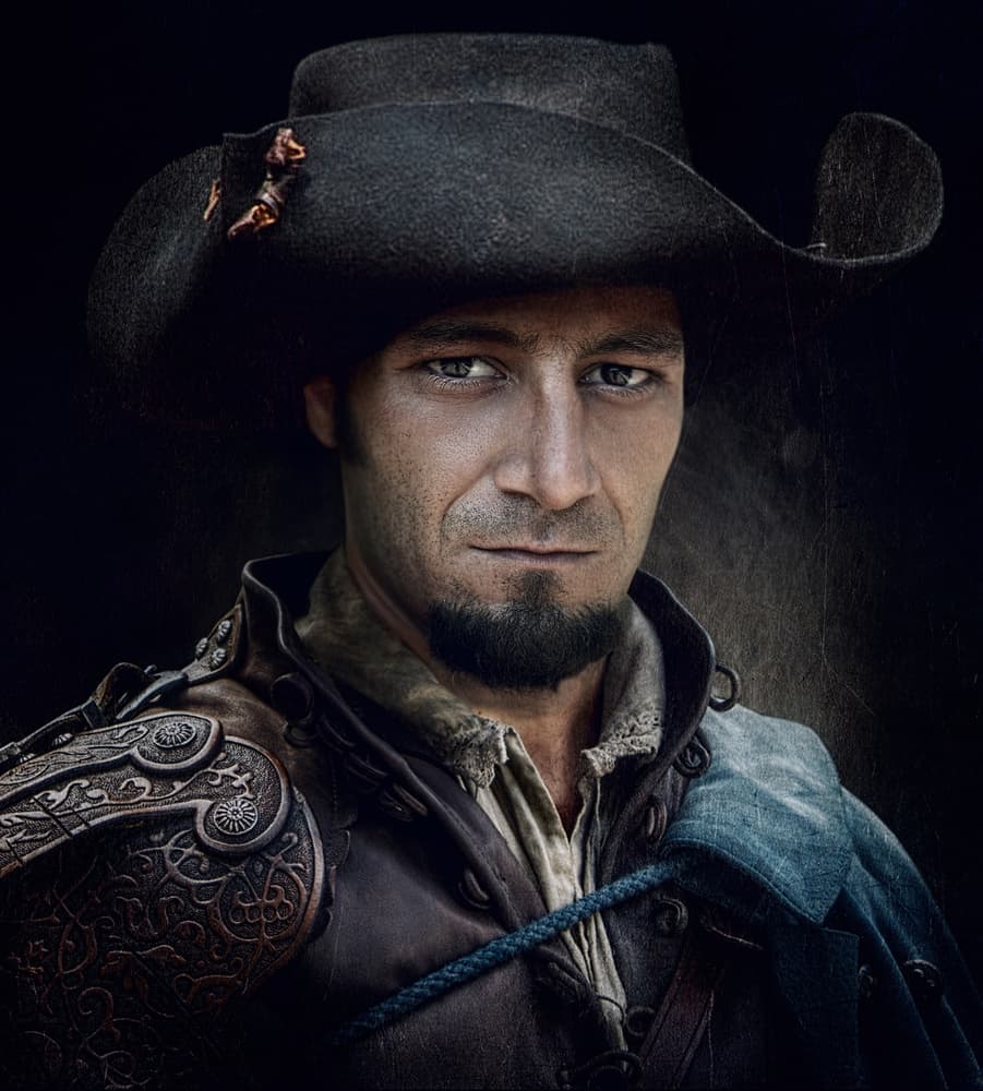 Dark Warrior Portrait by Svetlana Melik-Nubarova — canvas wall art