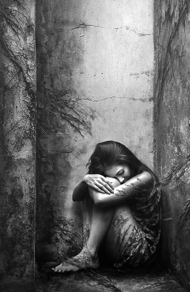 Melancholy Solitude Portrait by Sebastian Kisworo — canvas wall art