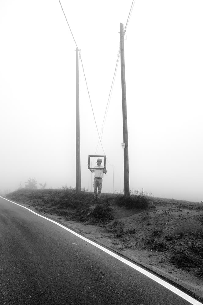 Framed Man on Foggy Road by Carlo Ferrara — canvas wall art