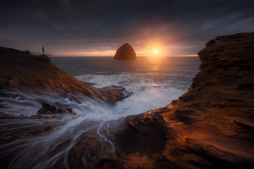 Dramatic Coastal Sunset by Ryan Dyar — canvas wall art