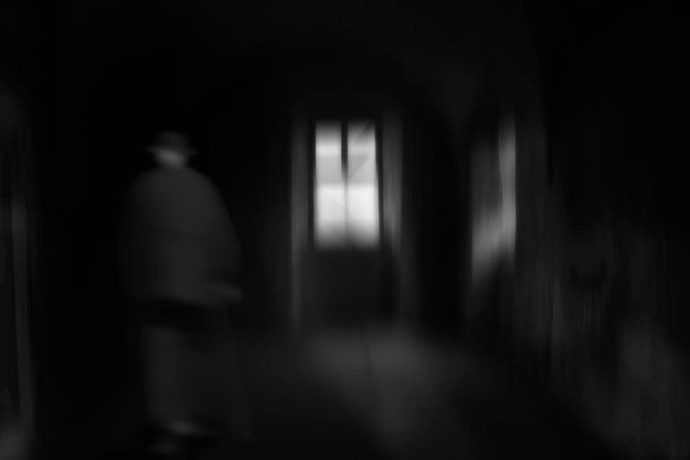 Mysterious Figure Dark Hallway by Clas Gustafson PRO — canvas wall art