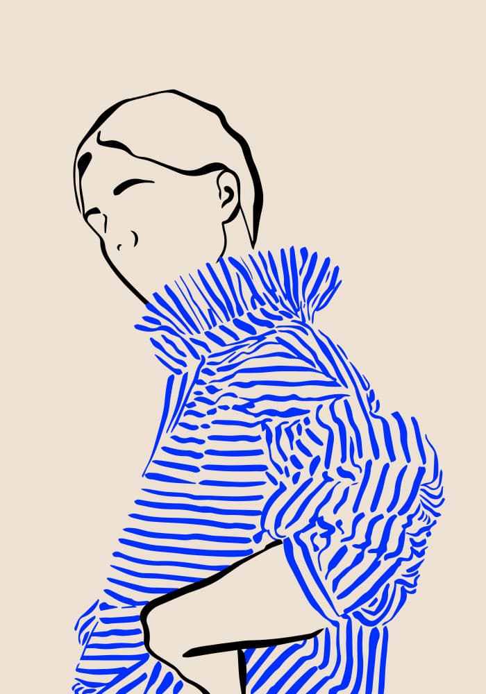 Chic Striped Woman by Greywork.Studio | Eirini Gerakidou — canvas wall art
