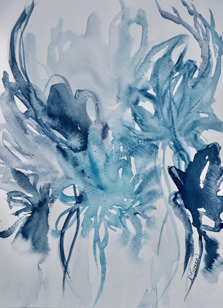 Abstract Blue Florals by Amy Tieman — canvas wall art