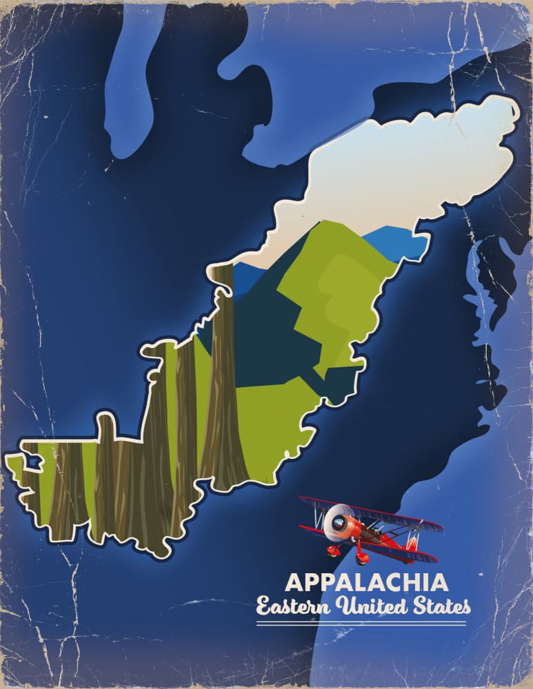 Appalachia Map Biplane by Nicholas — canvas wall art