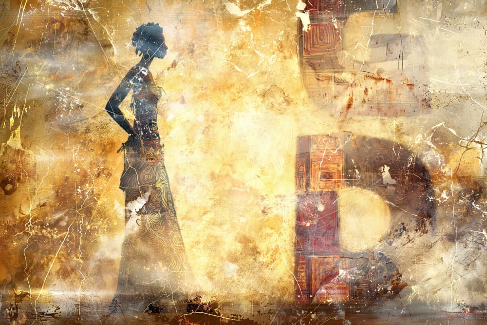 African Gold Silhouette by Rafal Kulik — canvas wall art