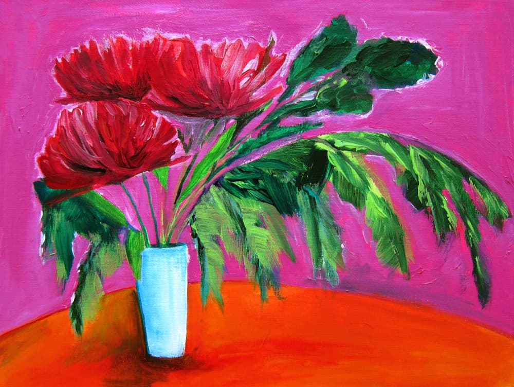 Vibrant Red Flowers by Christine Lindstrom — canvas wall art