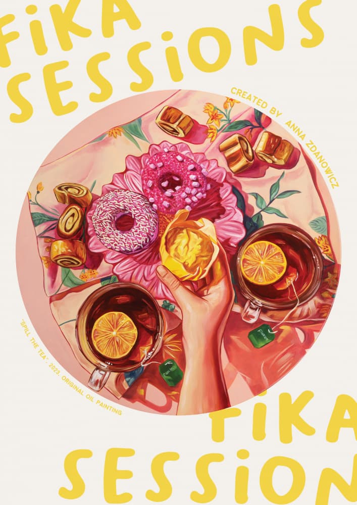 Fika Tea and Donuts by Anna Zdanowicz — canvas wall art