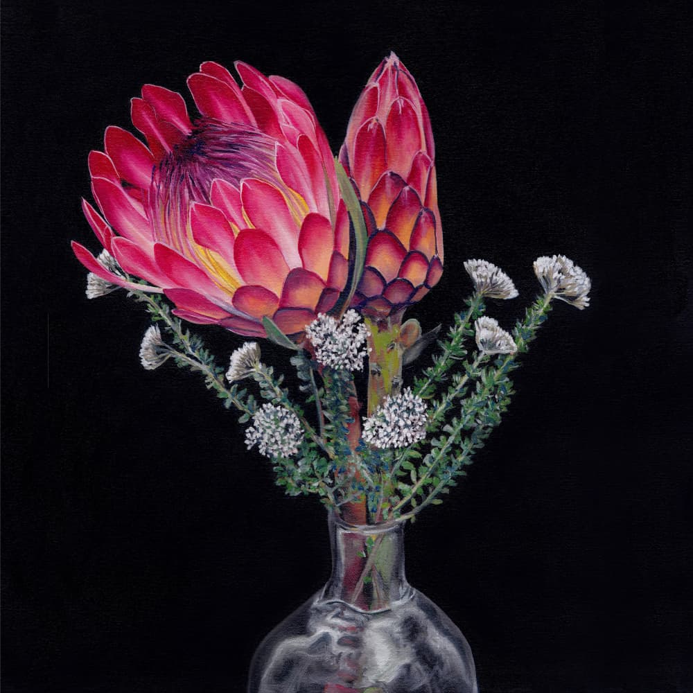 King Protea Bouquet by Viccy Wanliss — canvas wall art