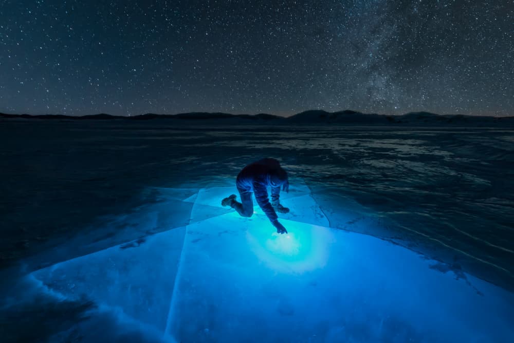 Glowing Ice at Night by Irene Wu — canvas wall art