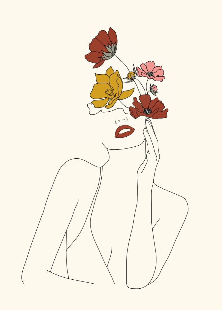Floral Woman Line Art by Nadjaa — canvas wall art
